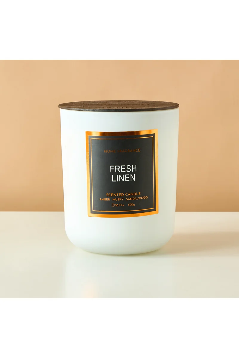 LIFESTYLE Elegance Matt Fresh Linen Scented Glass Jar Candle - 590 gms